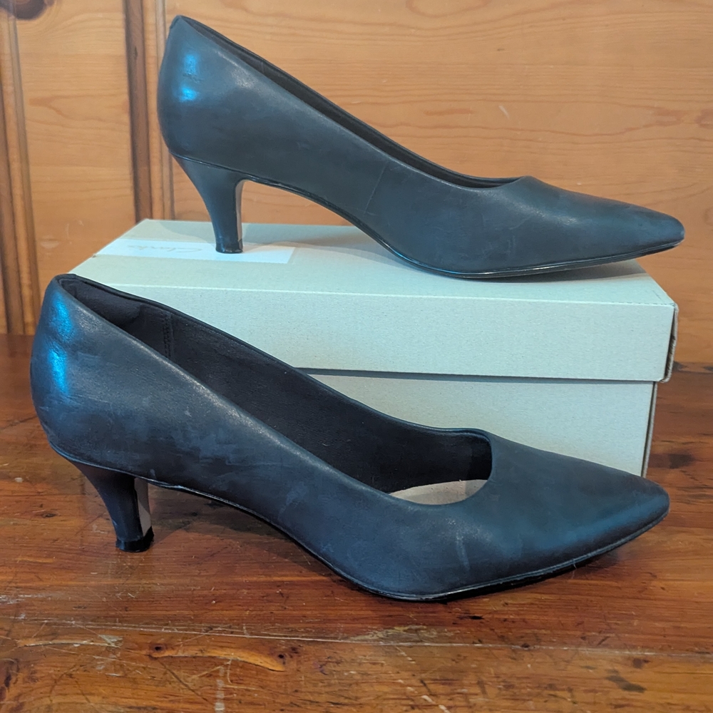 Clarks Black Kitten Heel Pumps